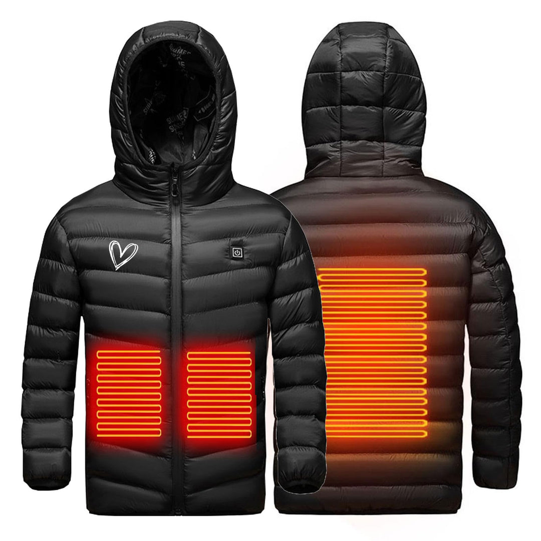 Elektrische Heizjacke Kinder Beheizbare Jacke USB Wärmejacke mit 3 Heizstufen, Beheizbare Kapuzenjac