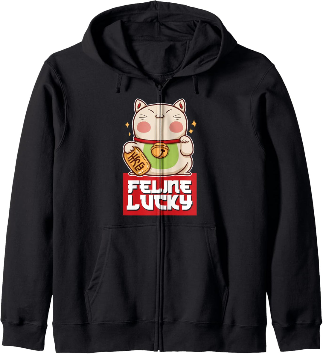 Maneki Neko Winkende Katze Glück Feline Lucky Kawaii Anime Kapuzenjacke