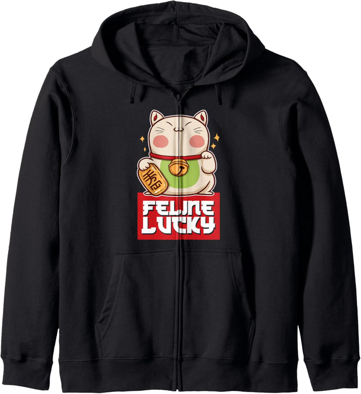 Maneki Neko Winkende Katze Glück Feline Lucky Kawaii Anime Kapuzenjacke