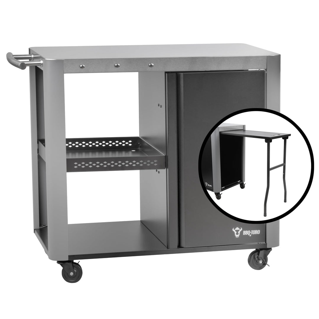 BBQ-Toro Grillwagen 95 x 50 x 80 cm | Silber | Grilltisch mit grosser Arbeitsfläche | Grill Beistell