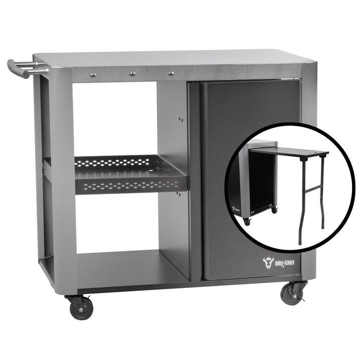 BBQ-Toro Grillwagen 95 x 50 x 80 cm | Silber | Grilltisch mit grosser Arbeitsfläche | Grill Beistell