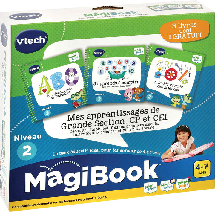 VTech 80-489005 MES APPRENTISSAGES DE GDE Section, CP & CE1 Magibook – Lernbuch, Mehrfarbig Alphabet