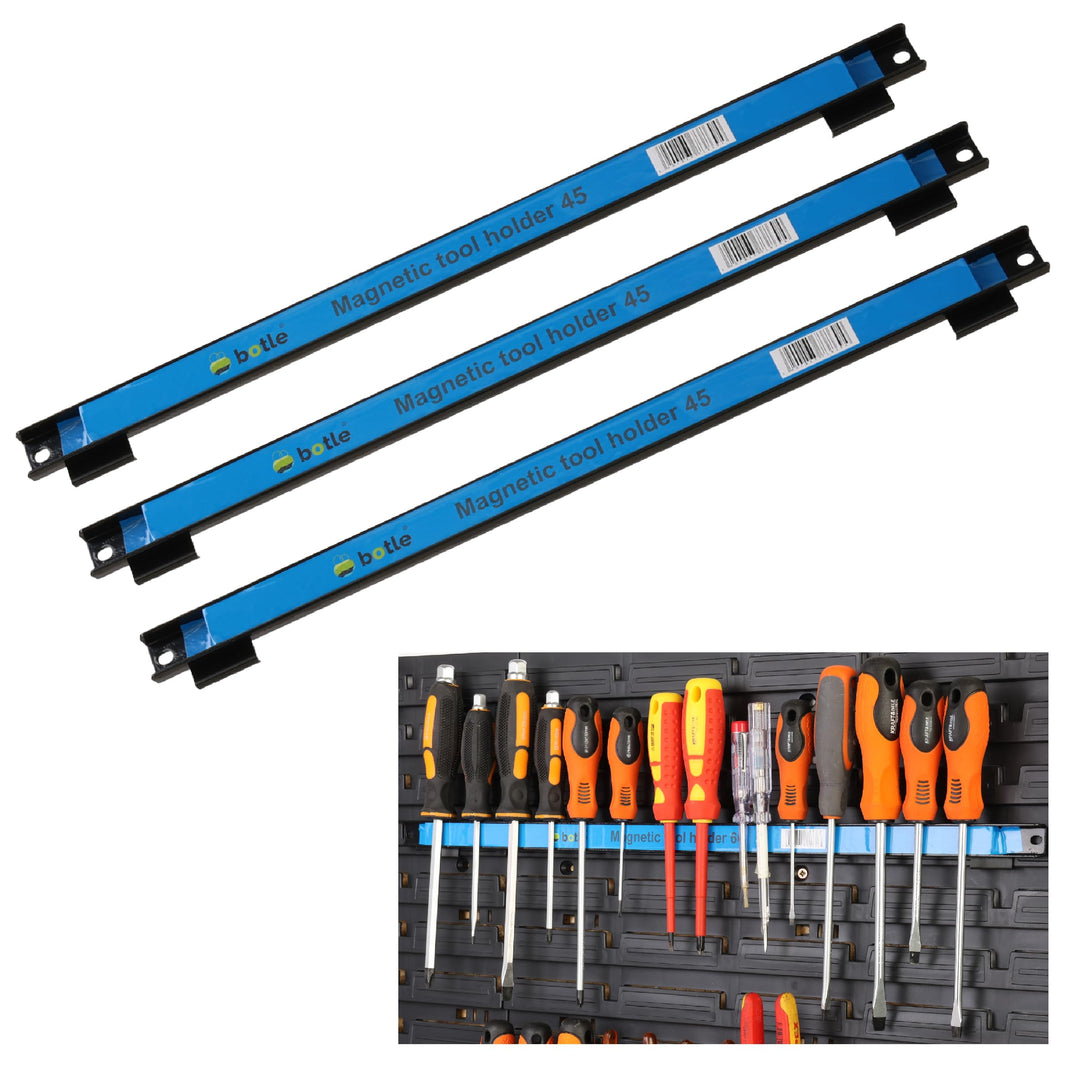botle 3 x Magnetleiste Werkzeug Metallstreifen Länge 45 cm Schwarz Werkzeughalter Starker Magnet, Fü