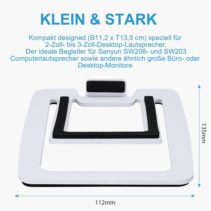 Sanyun SW601 Metall Tischlautsprecher Ständer für kompakte 2''-3'' Lautsprecher, gekippte Stahl Dämp
