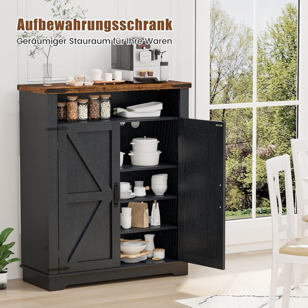 Schuhschrank mit 2 Türen, Schuhschrank Holz im Landhausstil, Schuhkommode mit verstellbaren Einlegeb
