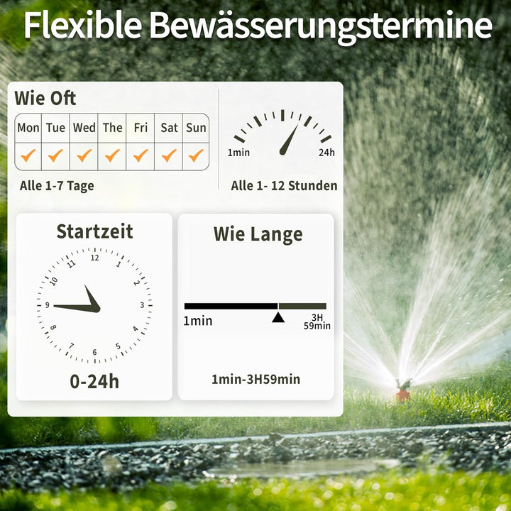 Diivoo Bewässerungscomputer WLAN 4 Ausgänge mit 60M RFID-Technologie, Wasser Zeitschaltuhr mit Alexa
