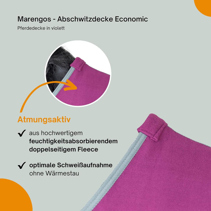 Marengos - Abschwitzdecke Economic fürs Pferd ist atmungsaktiv Fleecedecke Transportdecke Violett 14