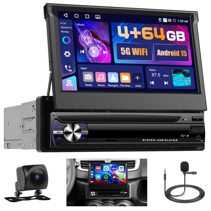 [4+64GB] Hikity Android Autoradio 1 Din mit Navi Wireless Carplay Android Auto Bluetooth Freispreche