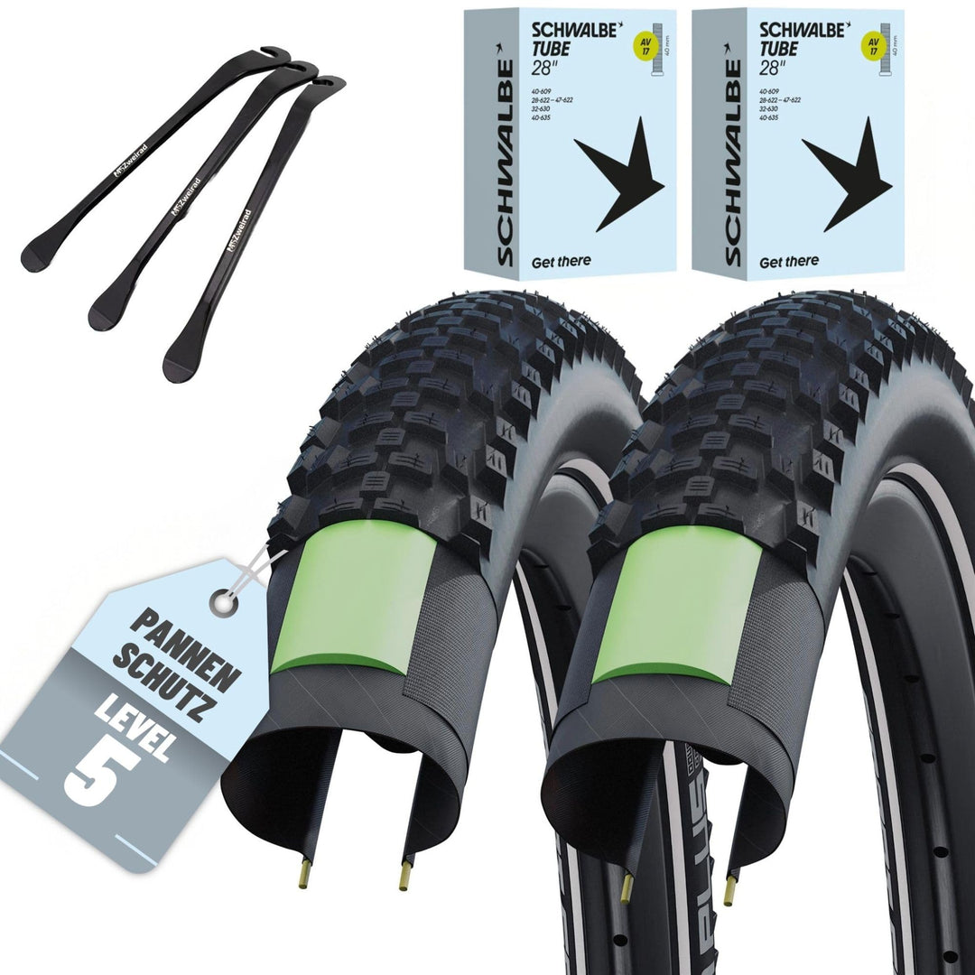 2er Set Schwalbe Fahrradreifen Smart Sam Plus 28 Zoll x 1.60 Zoll (42-622) + auswählbar mit Schläuch