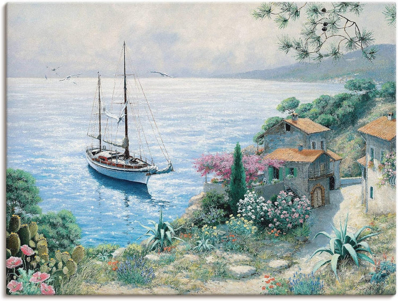 ARTland Leinwandbilder Wandbild Bild auf Leinwand 80x60 cm Wanddeko Meer Küste Bucht Toskana Italien