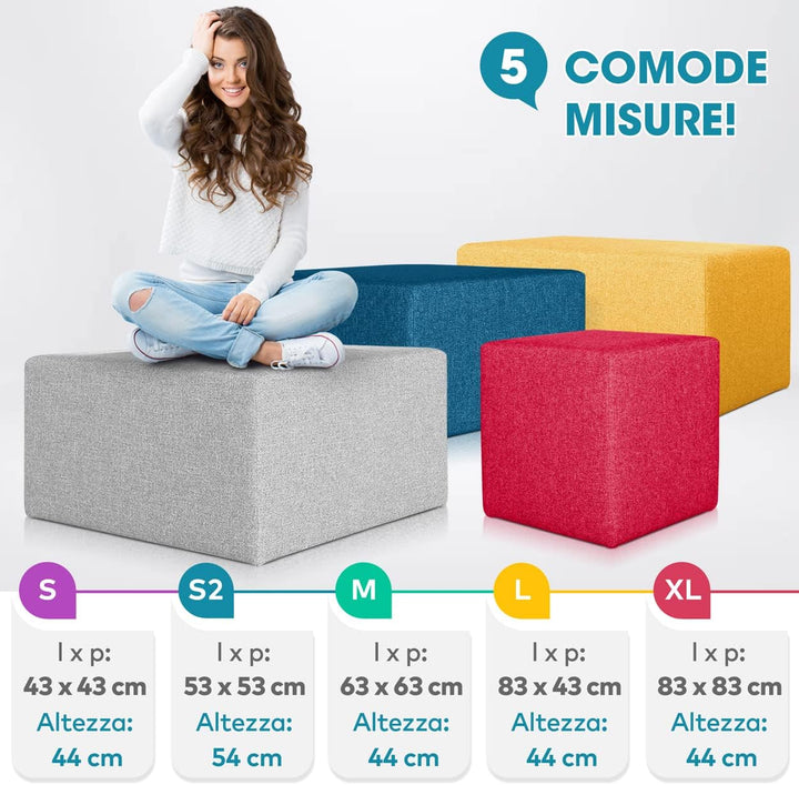 Deshome Pouf hocker Fussstütze 43x43x44 cm Wasserabweisender Stoff: Modernes Design Pouf für Sofa Wo