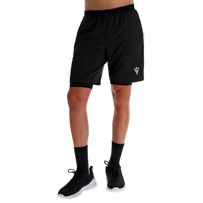 Macron Herren Padel Cb Matias Double Man Blk Running Shorts, Schwarz, XXL