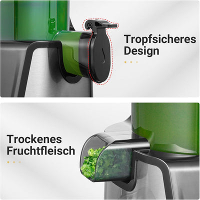 AMZCHEF 200W Kaltpress Slow Juicer - 108MM Grosser Einfüllschacht Entsafter für Ganze Gemüse und Obs