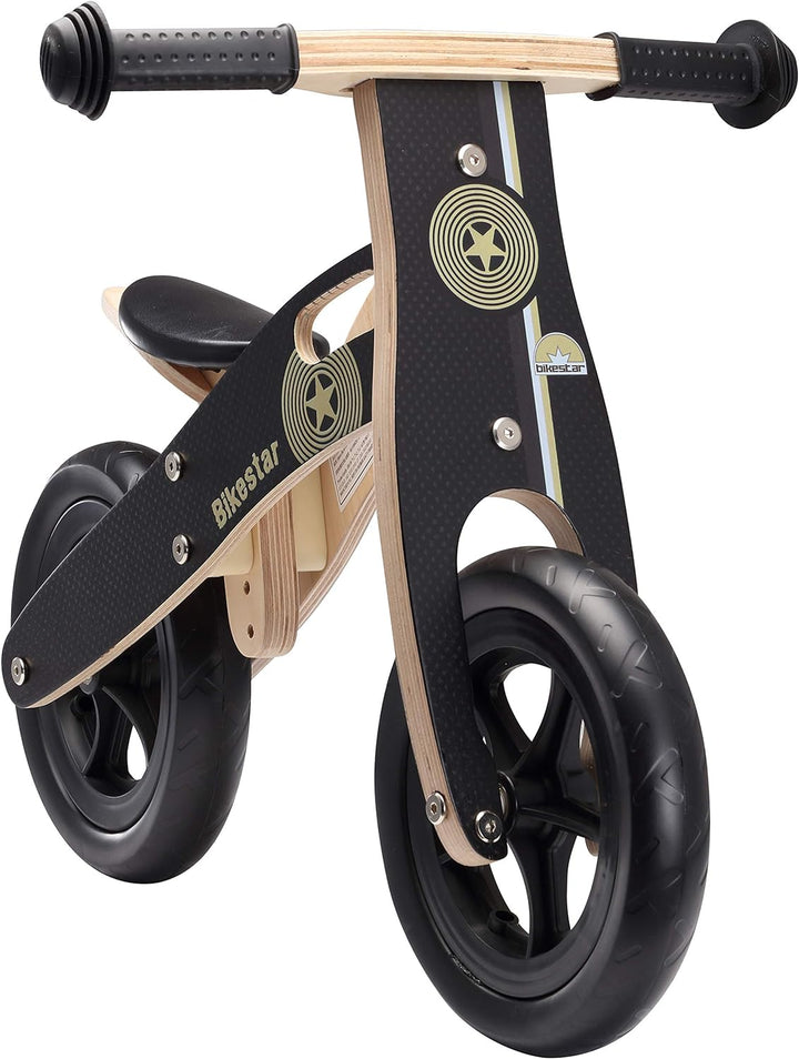 BIKESTAR Lauflern Rad für Jungen und Mädchen ab 2-3 Jahre | 10 Zoll Kinder Laufrad Holz | Schwarz |