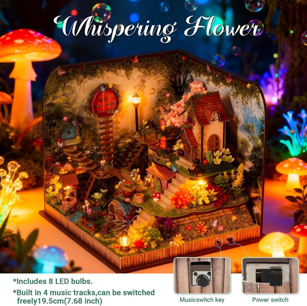 DIY Book Nook Kit, Puppenhäuser Miniatur Haus Kit mit Staubschutzhülle LED-Licht 3D Puzzle Aus Holz