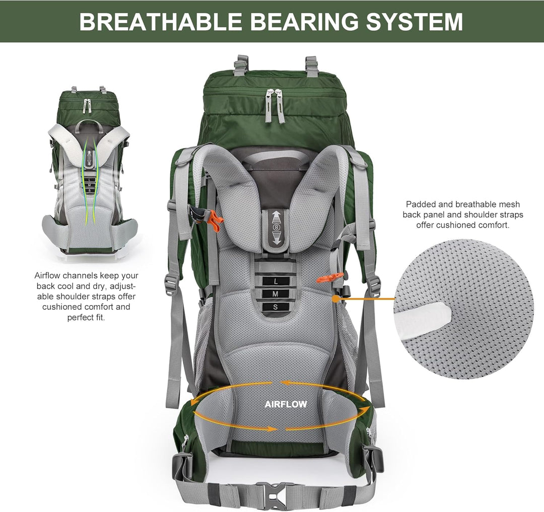 MOUNTAINTOP 70L Trekkingrucksack Innenrahmen Rucksack Wanderrucksack Herren Damen Backpacking Rucksa