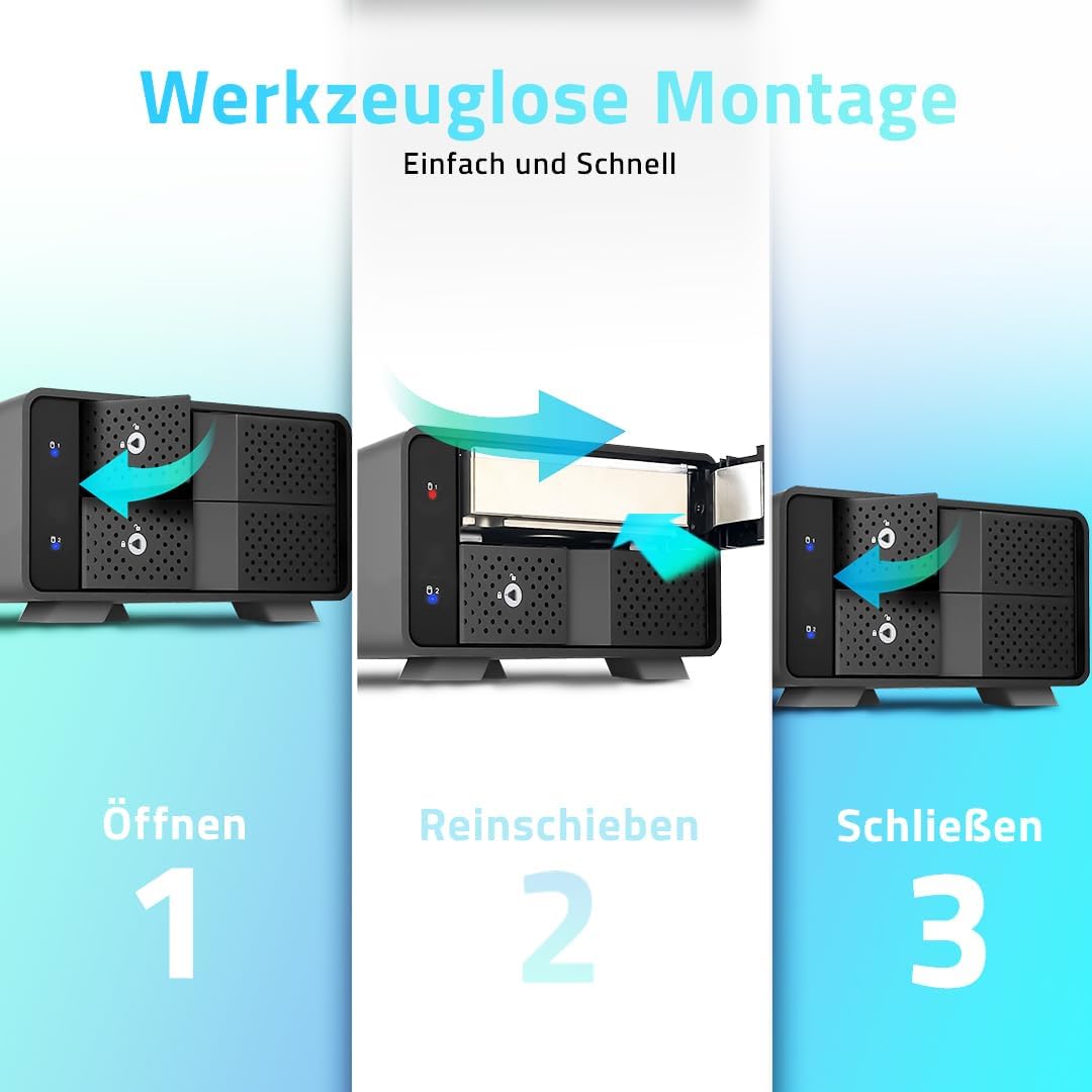 FANTEC MB-X2U31R 2fach USB 3.2 Gen2 RAID Festplattengehäuse für 2X SATA 3,5/2,5 Zoll HDDs, Transferr