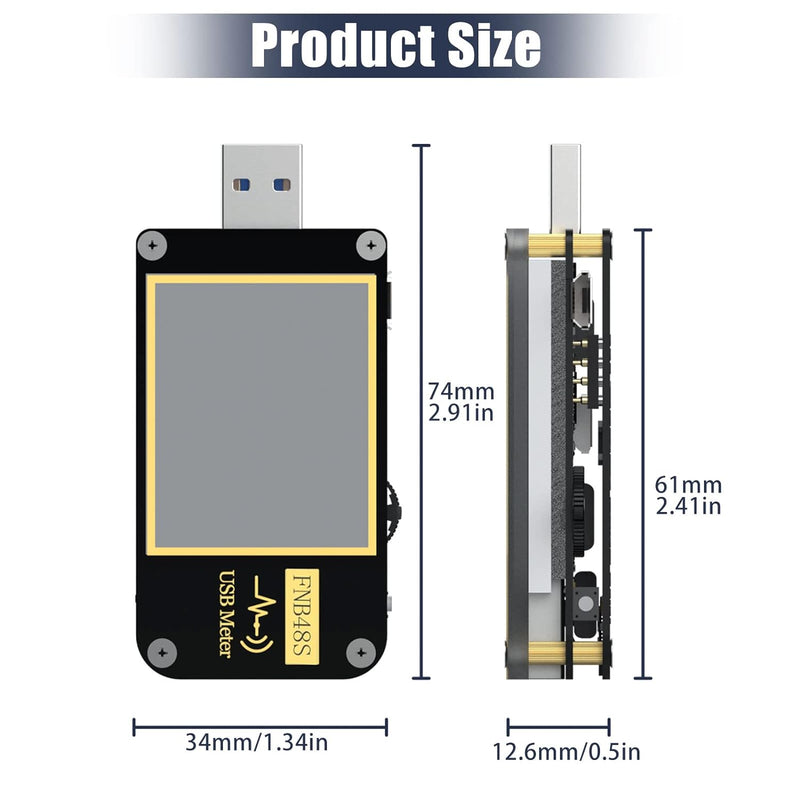 USB Tester USB Spannungsmesser, FNB48 PD Trigger Voltmeter USB 3.0 Spannungs- und Stromtester DC 4-2