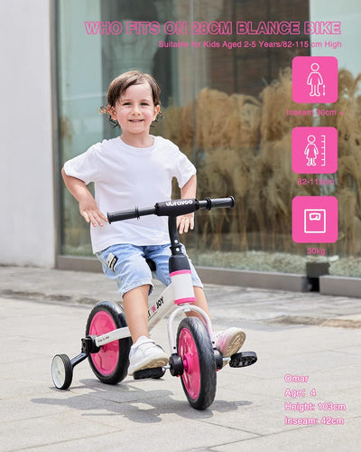 UBRAVOO Fit 'n Joy Kinderfahrrad Fahrräder, 4-in-1 Laufrad für Kinder mit Pedalen und Stützrädern, T