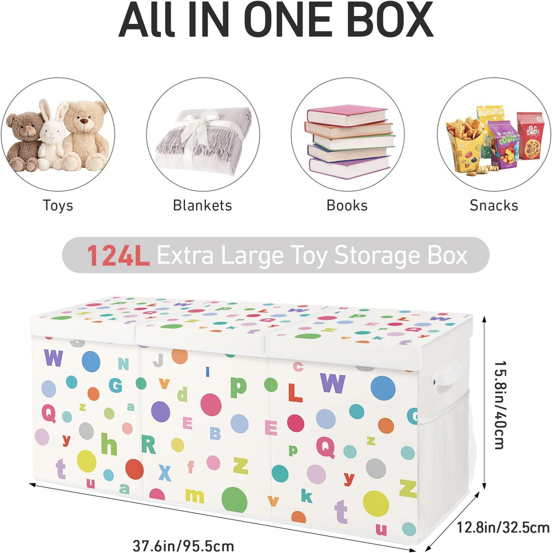 Spielzeugkiste Aufbewahrungsbox mit Deckel Kinder 96 x 32 x 40 cm, Faltbare und Platzsparend für Kin