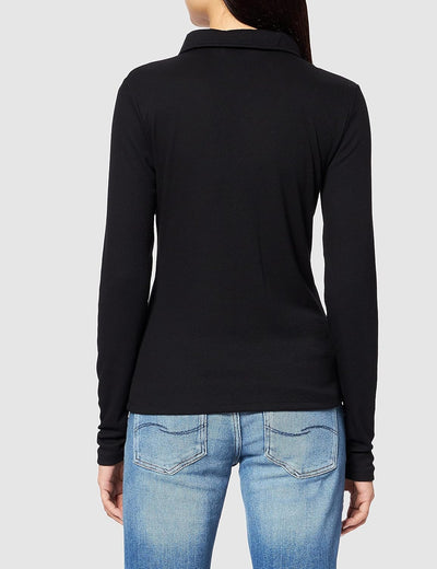 NA-KD Damen Buttoned Collar Top Hemd XS Schwarz, XS Schwarz