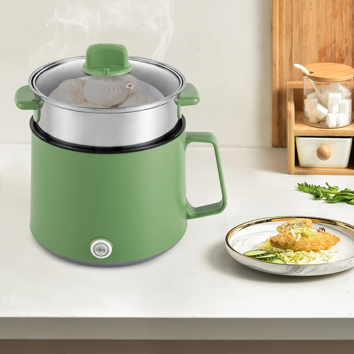 1.7L Hot Pot Elektrisch, 600W Elektrischer Kochtopf, Bratpfanne für Reise/Wohnheim, Edelstahl Elektr