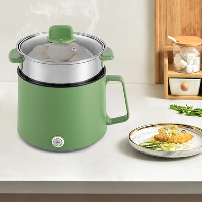 WEIGR Kochtopf Elektrischer, 600W Hot Pot Ramen Cooker, Antihaft Cooking Pot mit Dämpfkorb, tragbare