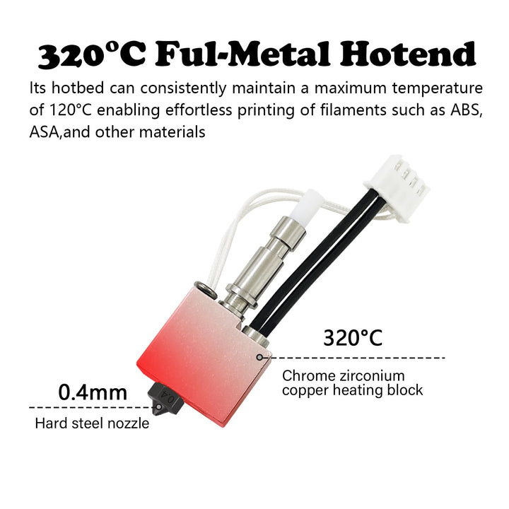 HzdaDeve Gehärtete Düse Hotend für Kobra S1 Combo 0.4MM Edelstahl Druckkopf Extruder Kit Hot End Hei