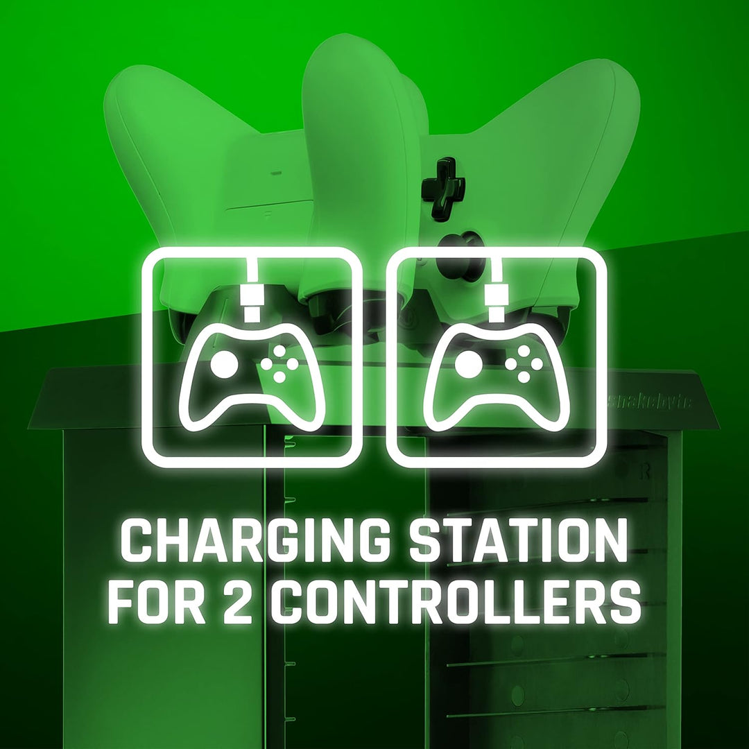 snakebyte Xbox One CHARGE:TOWER PRO - Games Tower mit Ladestationen für 2 Xbox One 4 Controller, 2 U
