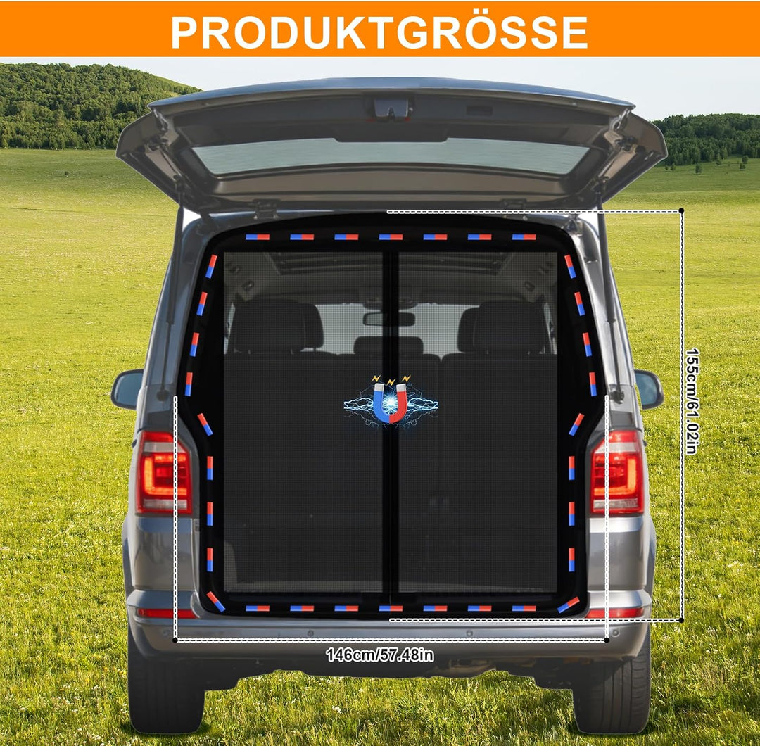 Moskitonetz Magnetisch für VW T5 T6 Heckklappe 155 x 146 cm