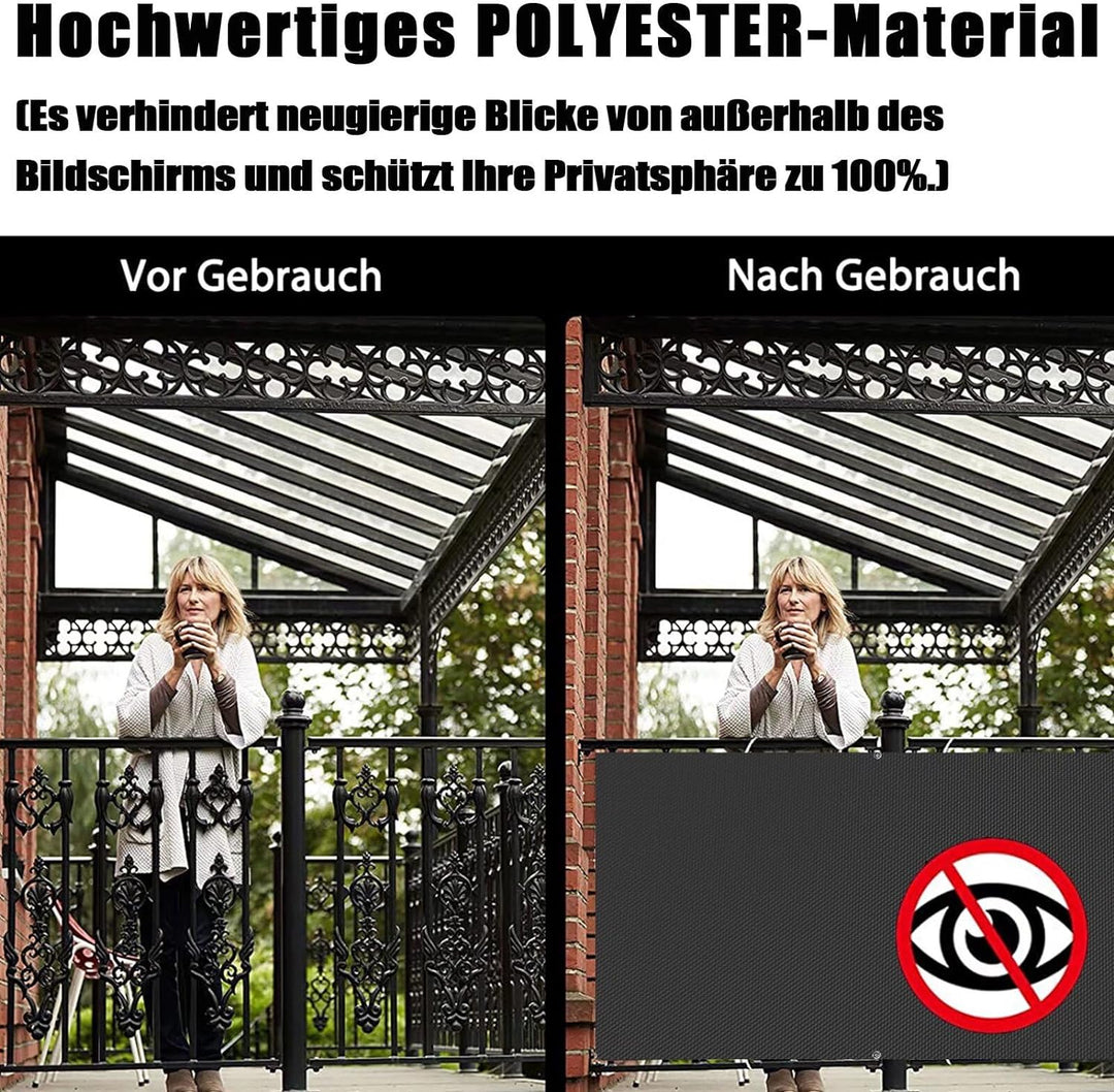 Ufamiluk Balkon Windschutz Anthrazit balkonbespannung 90 cm hoch nach Mass Blickdichte 100% Privatsp