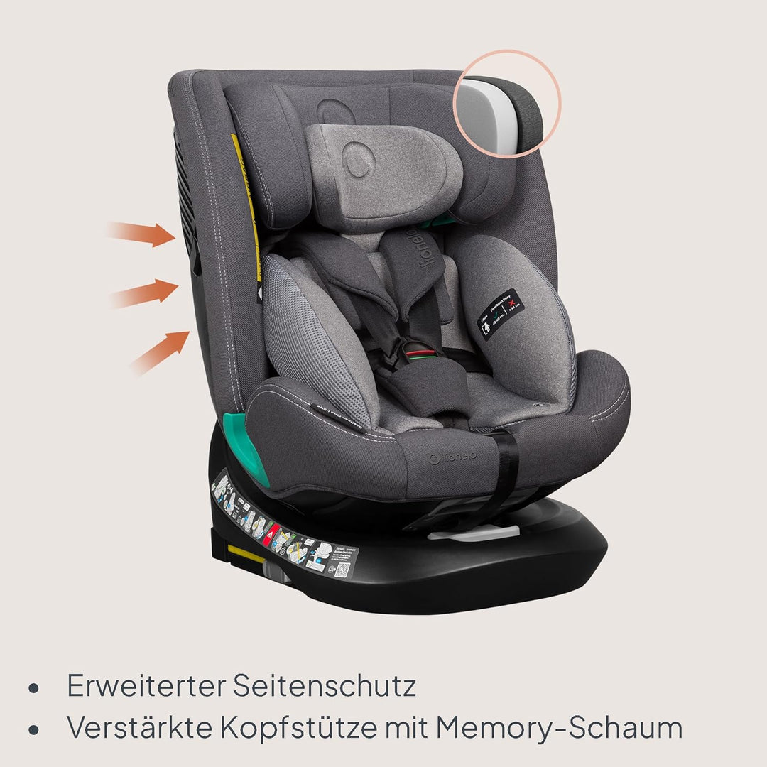 Lionelo Bastiaan i-Size One 360o drehbarer Autositz für Kinder von 40-150 cm, Montage in Fahrtrichtu