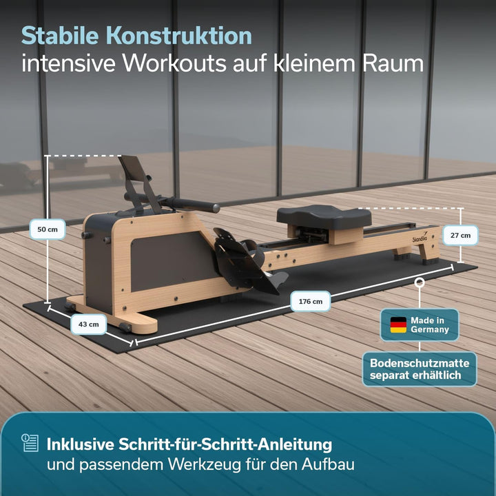 Skandika Rudergerät für Zuhause Torin P6-G | Rudergeräte Krafttraining, mit Eigenantrieb, Rahmen aus