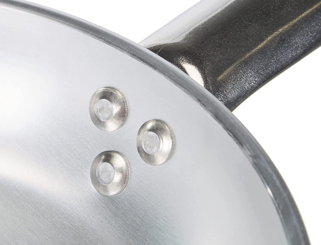Pentole Agnelli Aluminiumlinie 5 mm Strahlende Pfanne mit einem Edelstahlgriff, Metall, Silber/schwa