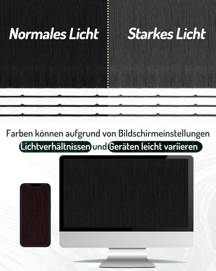 RUNATURE Tape Extensions Echthaar 60cm Schwarz Echthaar Extensions Tape Natürlich Schwarz 20 Stück H