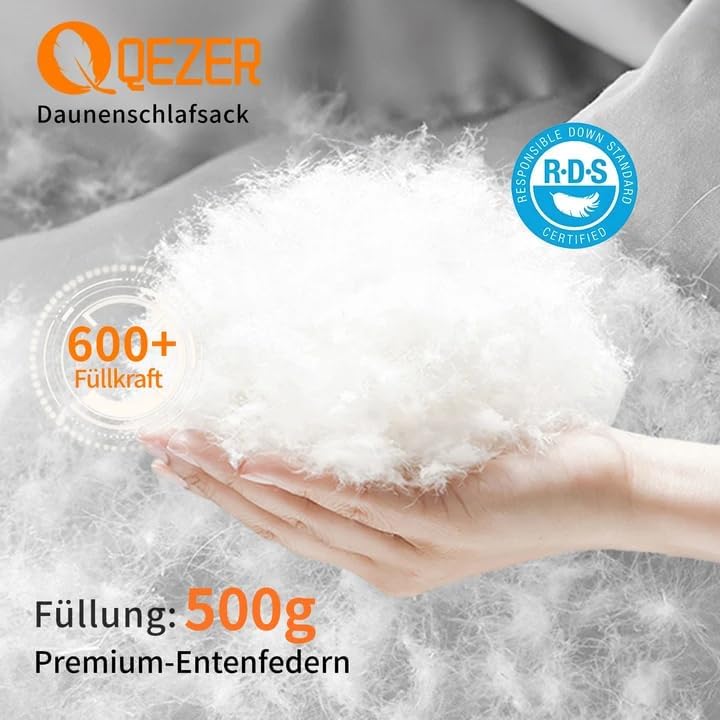 Daunenschlafsack,schlafsack kleines packmass , 600FP+ Premium-Daunen, 12°C bis -24°C, leicht und war