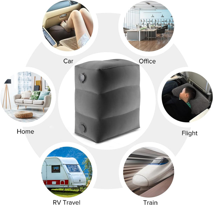 Maliton Fussstütze Flugzeug，Aufblasbare Fussstütze Kissen für Reisen Auto & Zuhause & Büro, Höhenver