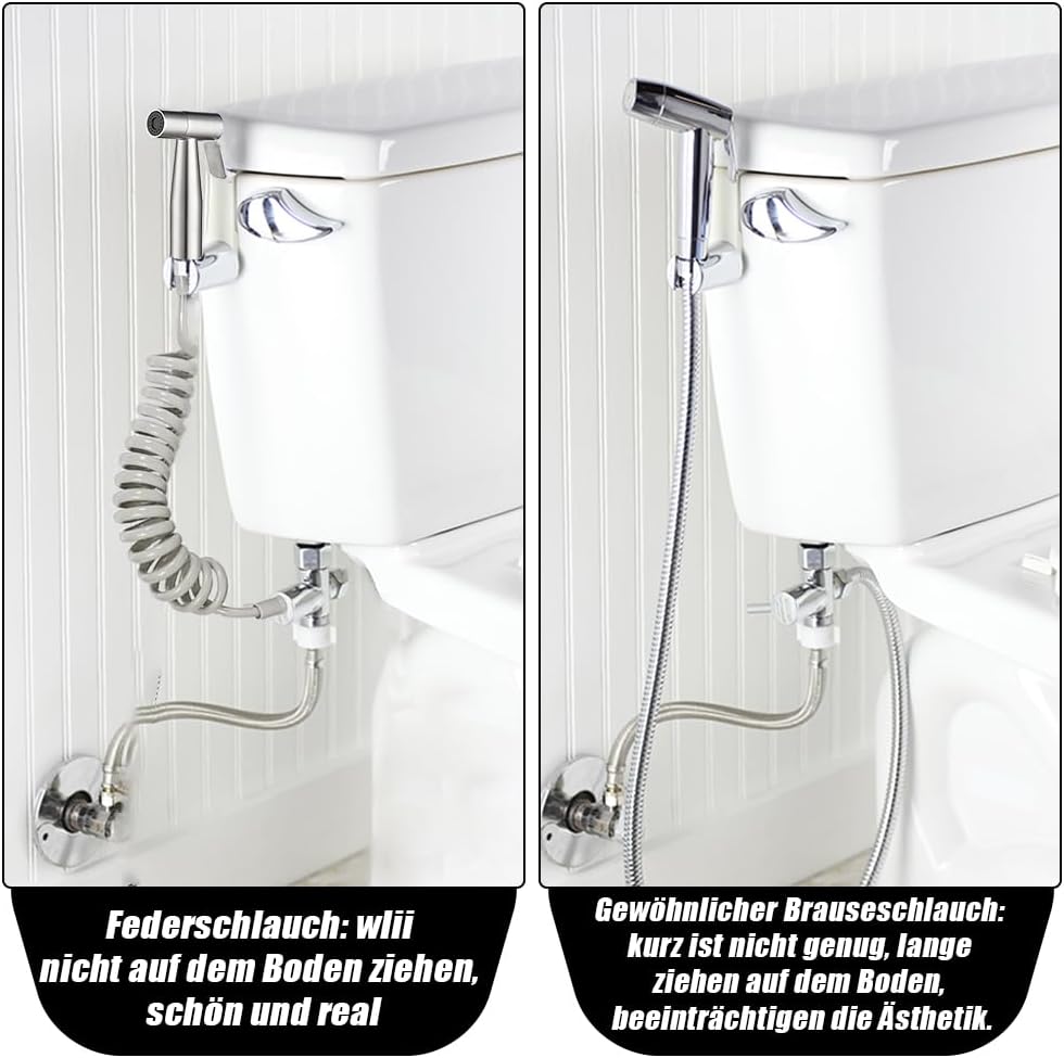 ELINKUME Handheld Bidet Sprayer Kit with G1/2" Double Outlet Valve,Stainless Steel Toilet Sprayers S