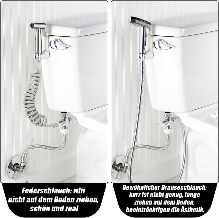 ELINKUME Handheld Bidet Sprayer Kit with G1/2" Double Outlet Valve,Stainless Steel Toilet Sprayers S