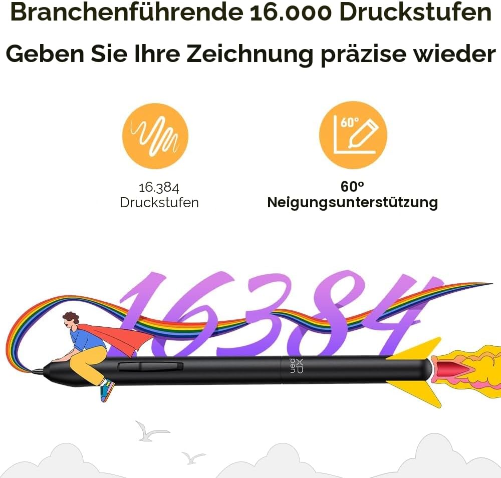 XPPen Deco 640 Grafiktablett, 16K Druckstufen, 6x4 Zoll, Zeichnen Tablet mit 8 Tastenkombinationen,
