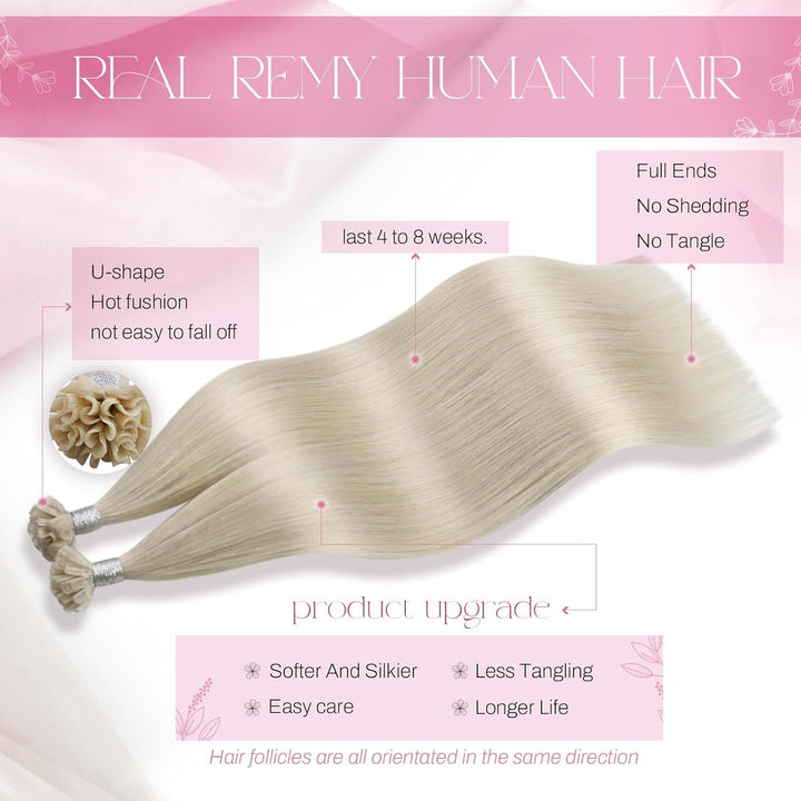 Moresoo Bonding Extensions Echthaar Blond 1g U Tip Extensions Echthaar Remy Keratin Hot Fusion Haarv