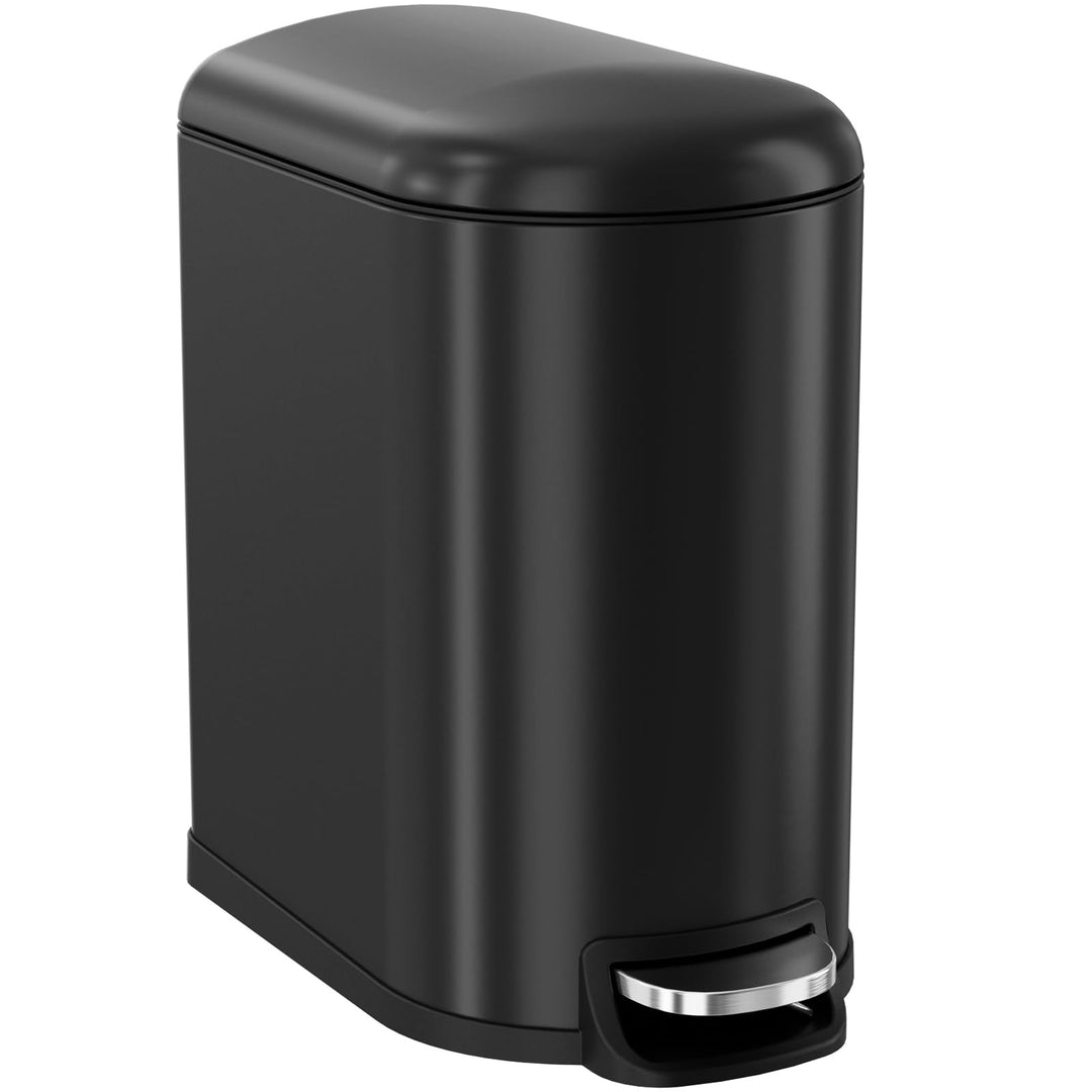Clevich schmaler 20L rechteckiger Metall-Mülleimer, Softclose, Schwarz | Treteimer,herausnehmbarer I