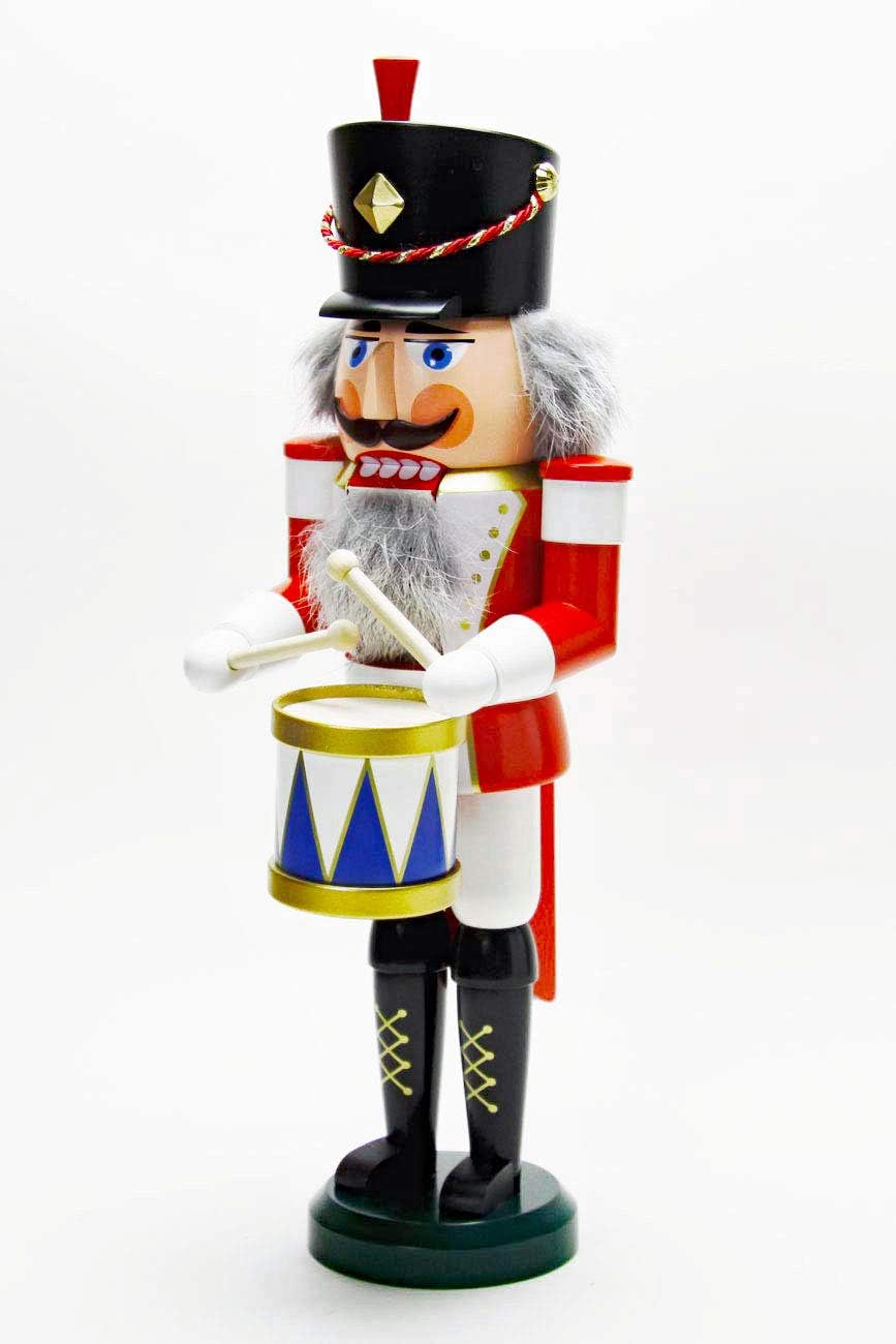 Seiffener Volkskunst Nussknacker "Trommler" rot ca. 39 cm, Erzgebirgskunst, Weihnachtsdeko, Nussknac