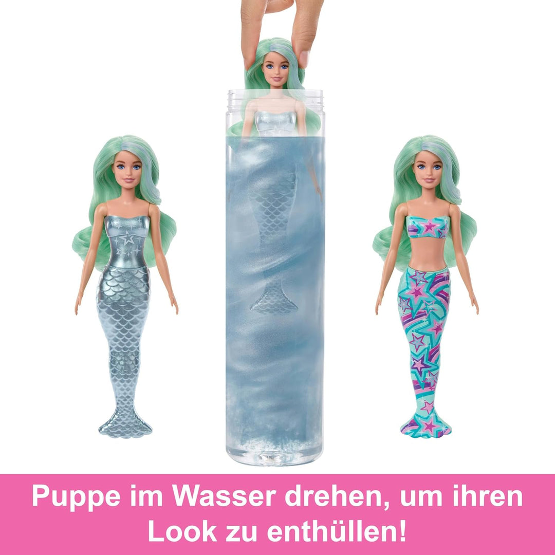 Barbie Color Reveal-Puppe und Zubehörteile mit 6 Überraschungen zum Auspacken, Meerjungfrauen-Serie