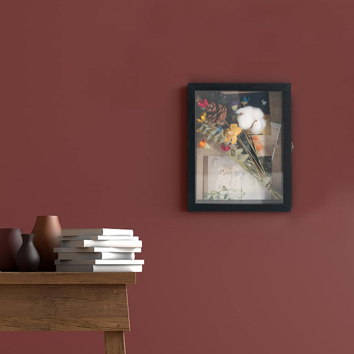 GraduationMall Schwarz 20x25cm 3D Bilderrahmen Tief Objektrahmen Schaukasten Türvitrine Retro Weiss,