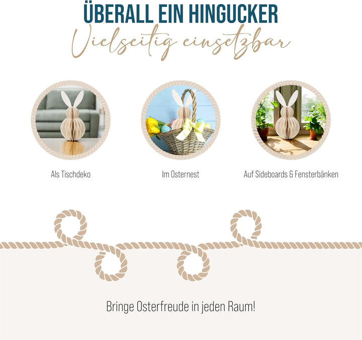 Osterhasen-Dekoration: Hasen-Osterdeko aus Papier, Osterhase Deko-Figur, Hase für Tisch & Ostergeste