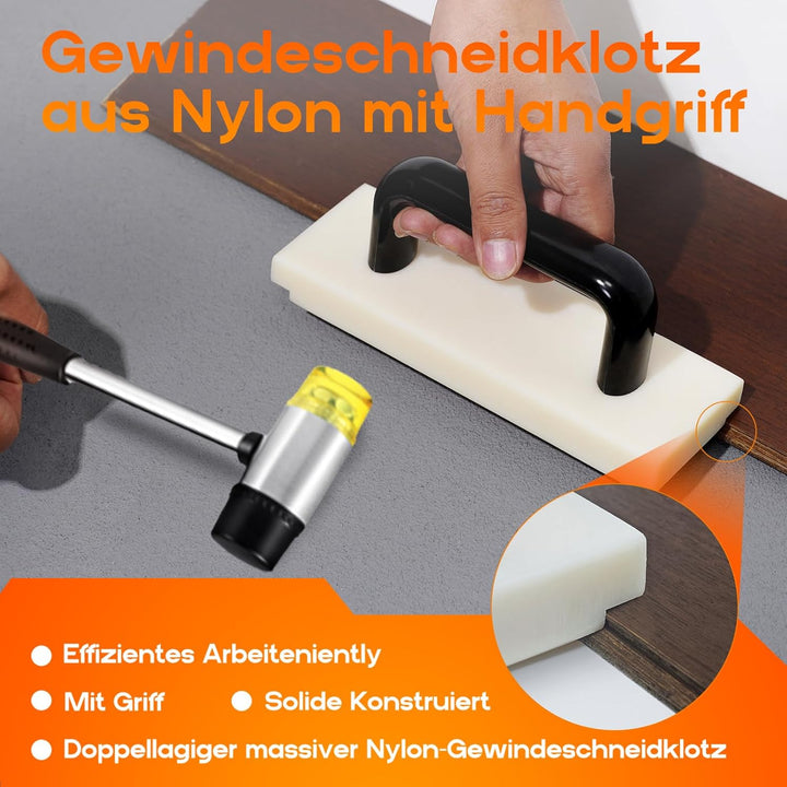 Laminat Vinylboden, 200mm NYLON Schlagholz Schlagklotz, Laminatboden Klicksystem mit Griff, Bodenleg