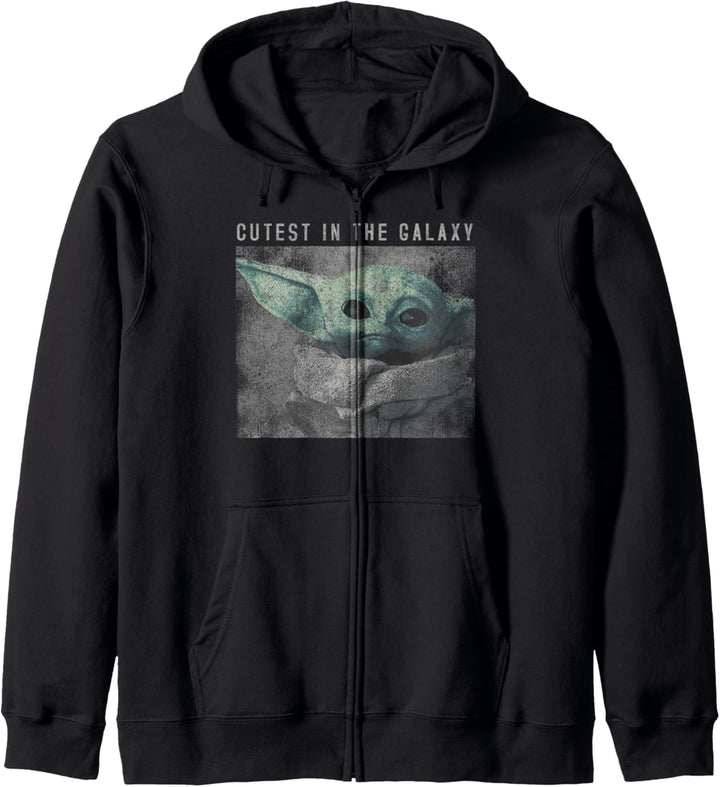 Star Wars Mandalorian The Child Distressed Cutest Galaxy Kapuzenjacke