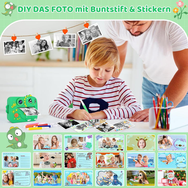 Kinderkamera Sofortbildkamera,Digitalkamera für Kinder mit Druckpapier 32G TF Karte, 2,4 Zoll Bildsc