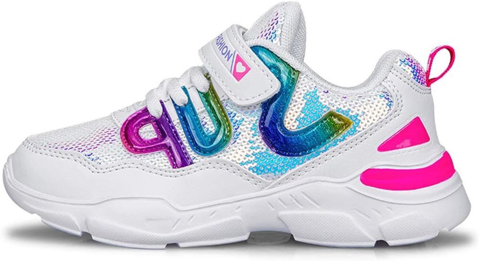 Mädchen Turnschuhe Sparkle Scales Sneaker Kinderschuhe mit Klettverschluss(28-38 EU) 26 EU Weiss, 26